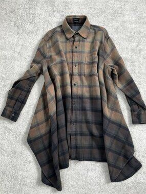 R13 NWOT Draped Front Plaid Flannel Button-Up Shirt L